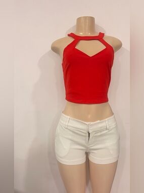 bebe Coral Halter Crop Top